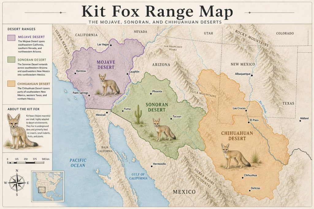range map of the kit fox area